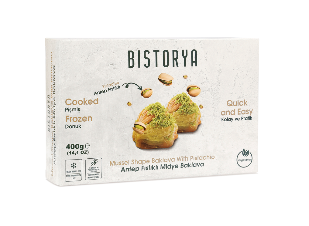 Bistorya Mussel Shape Baklava w/Pistachio 14.1oz (400g)