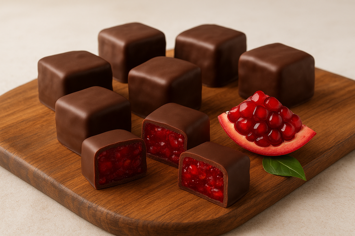 Ugurlu Turkish Delight Pomegranate Flavor and Covered Chocolate 200g