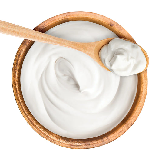 MODA Strained Yogurt container with red label on a white background