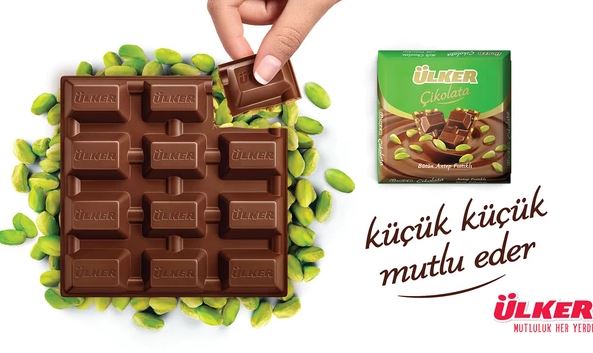 Ulker Square Milk Chocolate w/Pistachio 65 gr